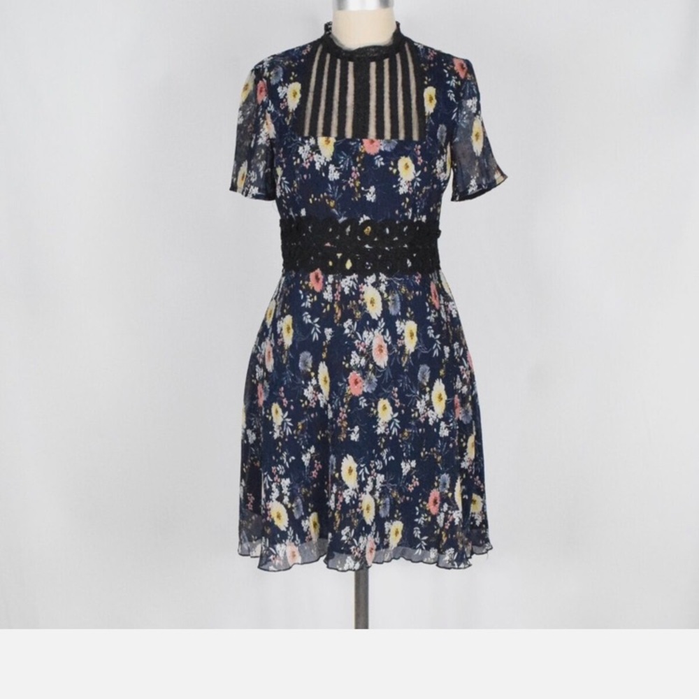 Foxiedox Blue Floral Mini Dress - Picture 2 of 4